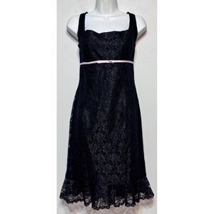 Vintage Y2K Coquette Lace Dress Size 10 Black‎ Soft Goth Cottagecore Timeless